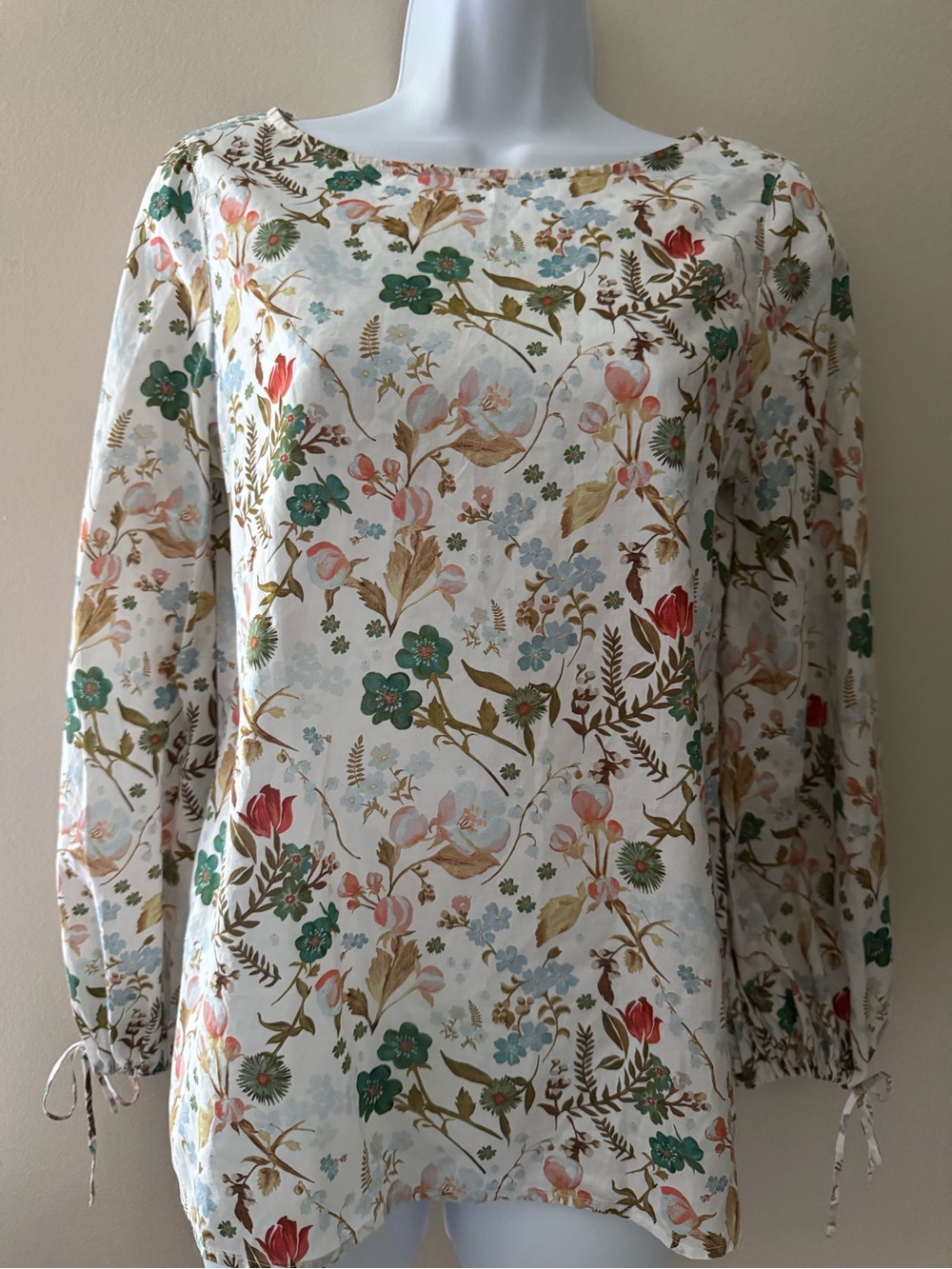 Ann Mashburn Italian Floral Poplin Blouse Size Small #S3077